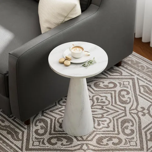 Vista 10 de COZAYH Mesa auxiliar pequeña con pedestal de granja, mesa redonda de Martini, soporte de madera para plantas, mesa rústica para bebidas