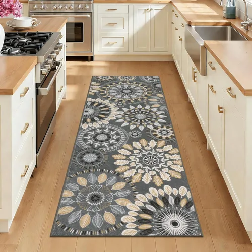 Vista 14 de Bsmathom Conjunto de Alfombras de Cocina Boho 3 Piezas, Alfombra de Cocina Antideslizante de Estilo Granja, Alfombras de Cocina Lavables