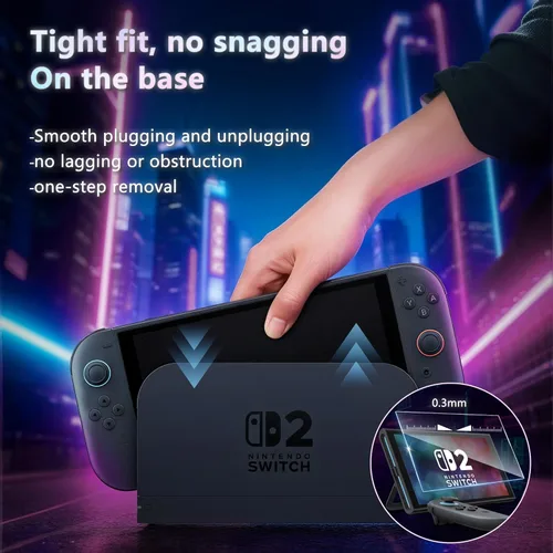 Vista 6 de JZG 2 Pack Tempered Glass Screen Protector for Nintendo Switch 2 (2025), Auto Alignment Kit, Bubble Free Installation, Touch Sensitive, Ultra Clear