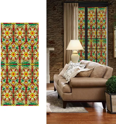 Vista 3 de Película de privacidad para ventana, calcomanías de vidrieras esmeriladas, no adhesivas, a prueba de rayos UV, adhesivos estáticos para ventana