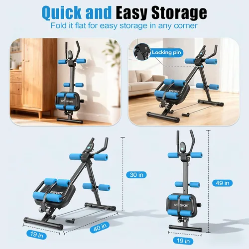Vista 7 de EPHESPORT Multifunctional Ab Machine, Crunch & Sit-Up Core Trainer, Adjustable Ab Trainer with Knee & Back Support, Foldable, Full Body Workout