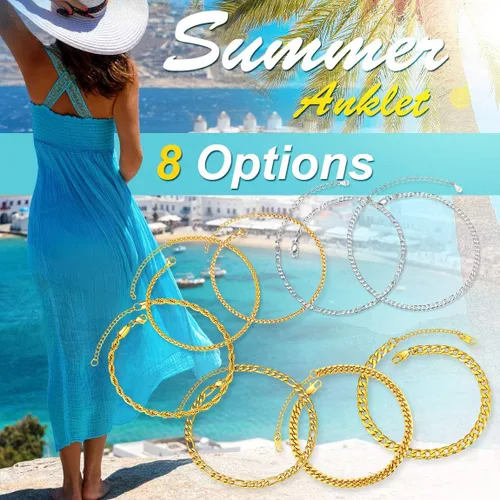 Vista 2 de ChainsPro - Cadena de tobillo ajustable para mujer y hombre, brazalete de eslabones resistente, con buen cierre, chapado en oro de 18 quilates