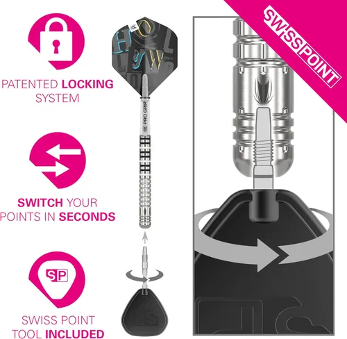 Vista 4 de Target Juego de dardos Chris Dobey G1 24G 90% tungsteno punta de acero punta de acero