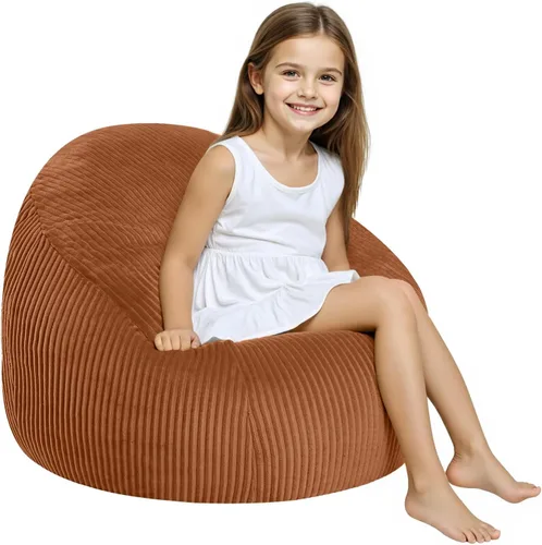 Vista 24 de COMAX Silla Puf para Niños, Sofá de Peluche para Niños Pequeños para Niños y Niñas, Sofá Perezoso de Pana con Relleno de Esponja Triturada, Silla