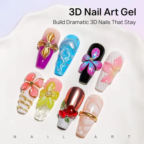 Vista 3 de MIZHSE Gel 3D transparente para arte de uñas, gel constructor sólido para uñas, 5 en 1, escultura no pegajosa, geles de extensión de uñas