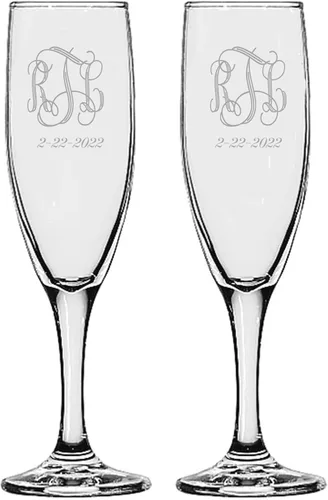 Vista 10 de GIFTS INFINITY® Juego de 2 copas de champán grabadas para boda con corazón de Infinity, copas personalizadas para brindis - Regalo para el Día