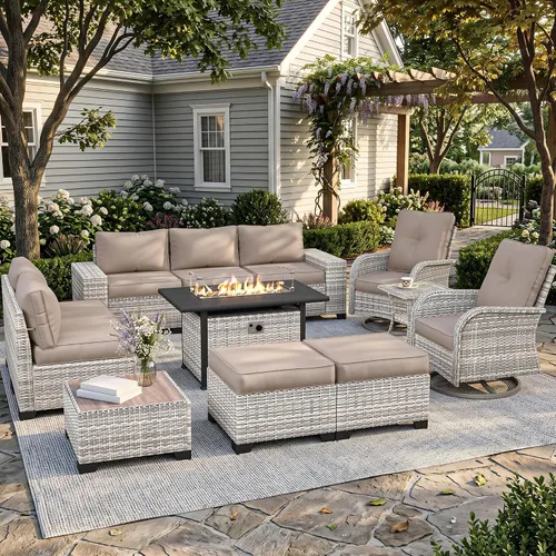 Vista 104 de Muebles de patio al aire libre conjunto PE mimbre ratán al aire libre sofá Beige
