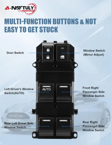 Vista 6 de Interruptor de ventana eléctrica principal del lado del conductor para Honda Accord 2008, 2009, 2010, 2011, 2012, interruptor de control