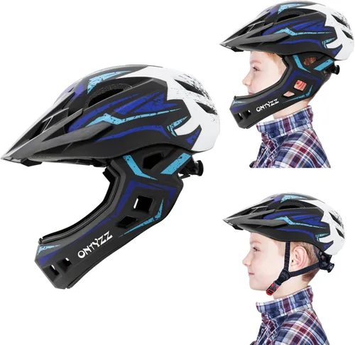 Vista 7 de ONTYZZ Casco de bicicleta para niños, casco de seguridad ajustable de cara completa, ligero, casco de bicicleta de montaña para patinaje, ciclismo