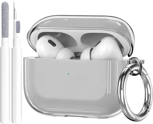 Vista 8 de Compatible con Airpods Pro 3 Funda Transparente con Cerradura Soporte para Teléfono, Funda Protectora de TPU Blanda Magnética con Bloqueo Automático