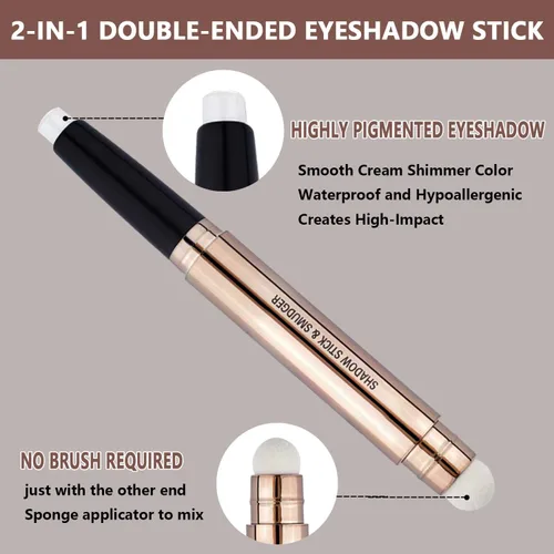 Vista 3 de SAUBZEAN - Barra de maquillaje de sombra de ojos blanca, lápiz de sombra de ojos mate en crema, lápiz impermeable hipoalergénico de larga duración