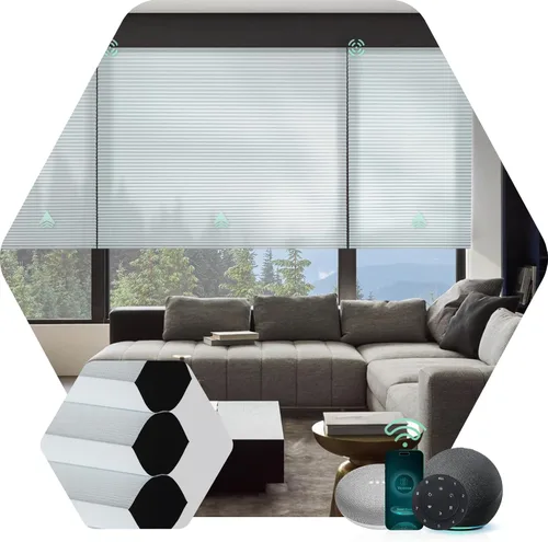 Vista 14 de Yoolax Persianas Celulares Motorizadas Compatibles con Alexa, Persianas Motorizadas Blackout Inteligentes de Panal para Ventanas, Persianas