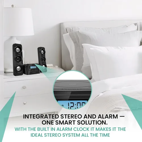 Vista 8 de Philco Sistemas de estantería estéreo Sistema compacto de estante de CD con radio estéreo digital FM, tecnología inalámbrica Bluetooth y control