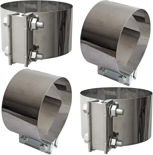 Vista 8 de 2 piezas de abrazaderas de escape de 5 pulgadas de acero inoxidable para banda de silenciador de 5 pulgadas de diámetro interno a 5.5 pulgadas