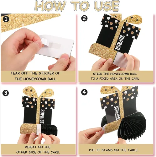 Vista 4 de 8 piezas de decoración de fiesta de feliz cumpleaños, centros de mesa de panal de abeja, decoración de mesa para recuerdos de fiesta, accesorios