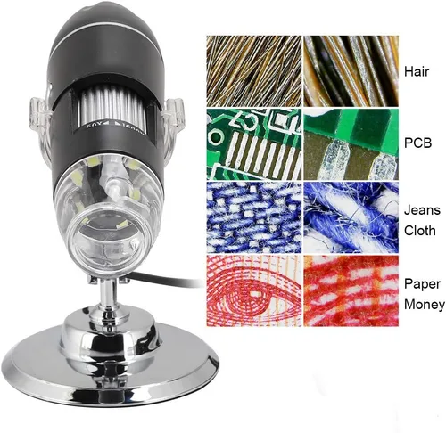 Vista 2 de Endoscopio de aumento 1600x1200 Microscopio USB 1600X Microscopio electrónico digital USB 2MP Cámara de vídeo con 8 LED Compatible con Vista, 7/8/10.