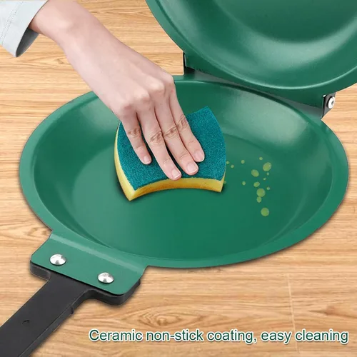 Vista 7 de Pasamer Doble Lado Antiadherente Revestimiento Cerámico Flip Sartén Pancake Maker Hogar Cocina Utensilios de cocina Verde Negro
