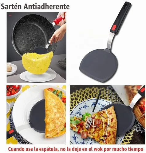Vista 6 de Juego de 2 espátulas de silicona para utensilios de cocina antiadherentes, espátulas redondas de ángulo ranurado para panqueques de 600 °F Juego