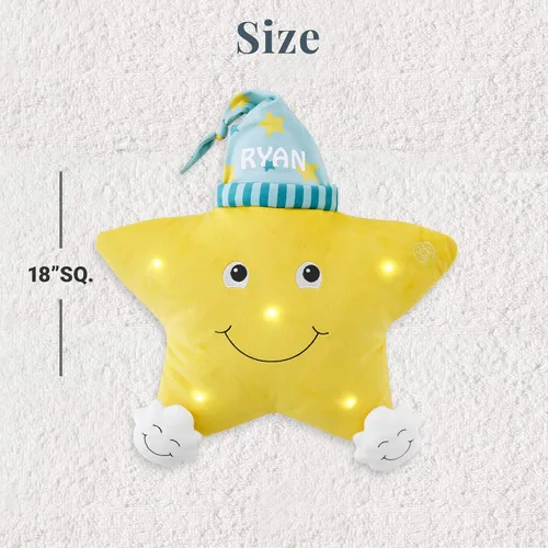 Vista 3 de Let's Make Memories Almohada personalizada Twinkle Twinkle Light-Up Star – Luz nocturna suave y brillante – 5 luces LED – Personalizar con cualquier