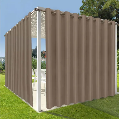 Vista 30 de OutdoorLines Cortinas impermeables para interiores y exteriores para patio – Panel de cortina de privacidad y bloqueo solar con ojales, resistente a