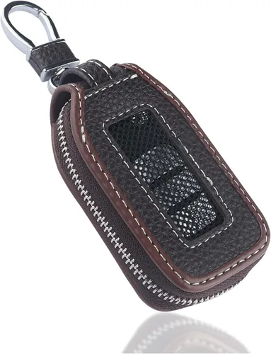 Vista 8 de Funda para Llavero de Coche, Soporte de Llave de Cuero con Ventana de Malla, Keychain Universal, Accesorios de Coche para Mujeres y Hombres