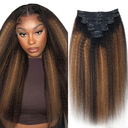 Vista 34 de Extensiones de cabello con clip de 12 pulgadas, rizado birmano, negro natural, extensiones de cabello con clip rizado birmano, cabello humano real