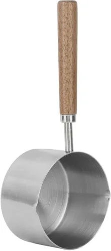 Vista 3 de Mini cacerola 304 estilo madera agarre evitar quemaduras portátil leche calentador de leche estilo madera para acero inoxidable olla cómoda 6.8 fl