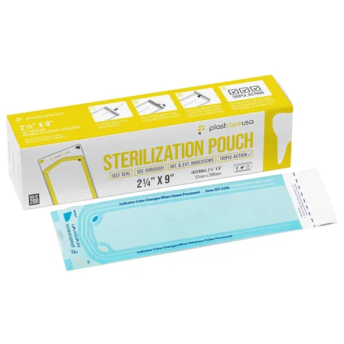 200 bolsas de esterilización de 2,25 x 9 pulgadas, bolsas de esterilizador autoclave para esterilizar instrumentos médicos dentales y herramientas