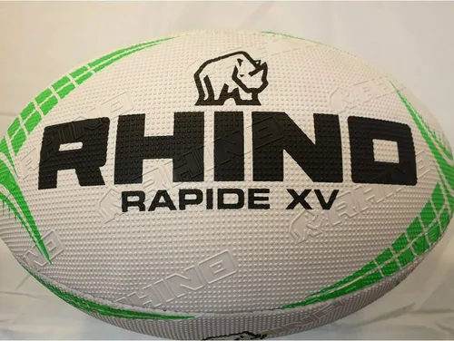 Vista 4 de Rhino Rapide XV - Balón de rugby, diseño de la liga de la Unión, color blanco y verde