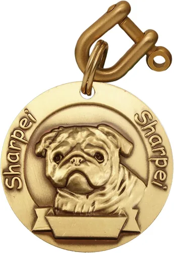 Vista 74 de Etiquetas de identificación para perros de latón macizo con grabado de letras, patrón de alivio 3D frontal, texto personalizado grabado láser