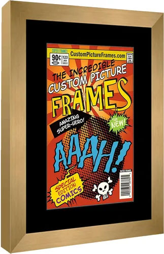 Vista 2 de Marco de cómic de bronce mate para cómics publicado entre 1956 y 1970 (marco de madera maciza de cómic de la edad dorada) hecho para exhibir 1 cómic