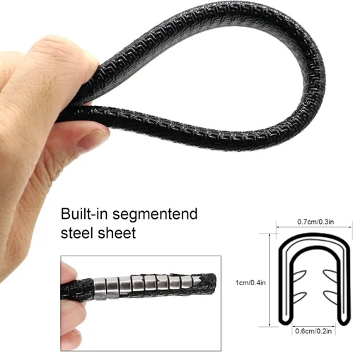 Vista 2 de AUTOXBERT Protectores de borde de puerta de automóvil de 16 pies (16.4 ft) de goma universal en forma de U, protección de borde de puerta