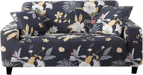 Vista 20 de HOOBUY Funda de sofá estampada, Funda elástica para sillón, funda de sofá biplaza con patrones para sillón con cojines de 2 plazas, Juego de sofá Bd