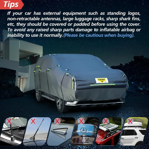 Vista 6 de WARSUN Funda protectora para coche hermética contra granizo con bolsa de aire de PVC real engrosada Funda protectora para coche resistente contra