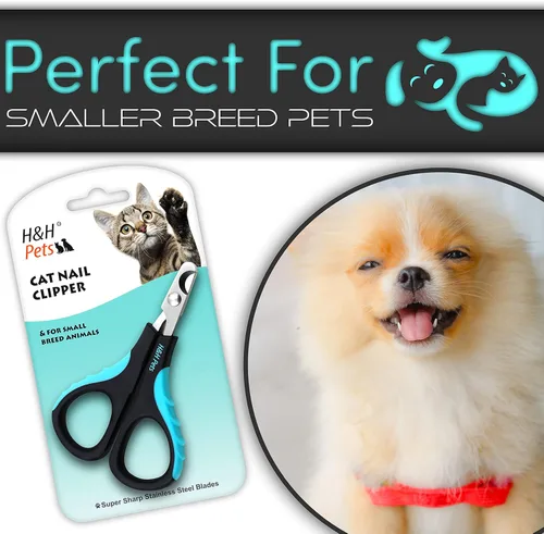 Vista 3 de Cortaúñas para gatos de H&H Pets - Cortador profesional de garras de acero inoxidable afilado con mangos antideslizantes resistentes - para cortar