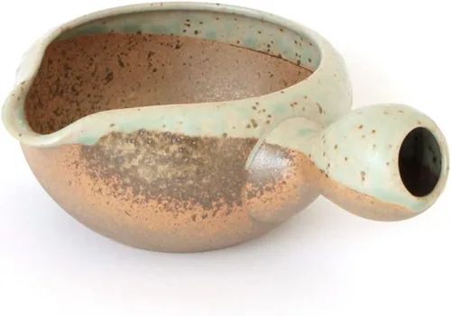 KIMIKURA Cuenco matcha con boquilla y mango/Enfriador de agua Yuzamashi para té verde -Tokoname yaki | Té Japonés