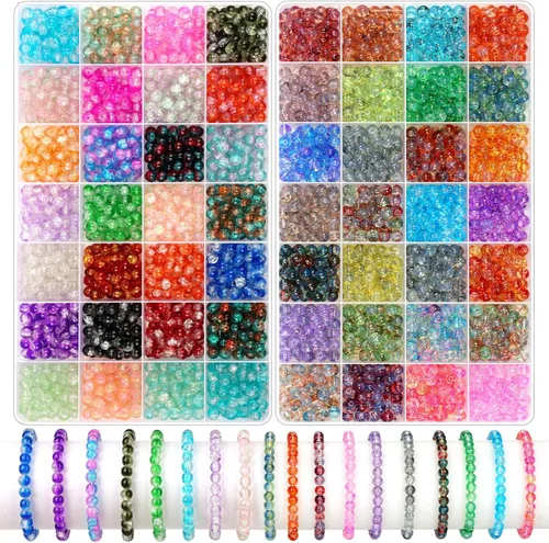 shynek 2800 cuentas de vidrio de 0.236 pulgadas para pulseras, cuentas de cristal de 56 colores para fabricación de joyas, fabricación de pulseras y