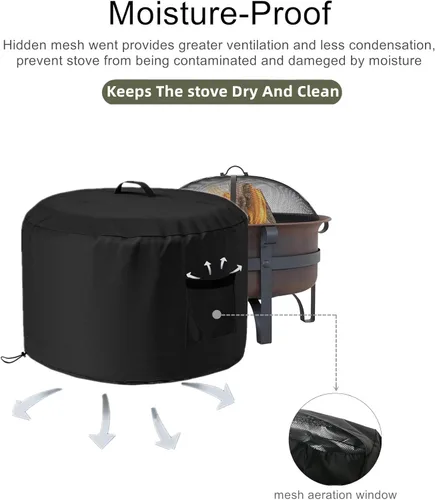 Vista 6 de Falezern Cubierta redonda para hoguera sin humo para exteriores, de 18 pulgadas, impermeable, compatible con Solo Stove Ranger y más