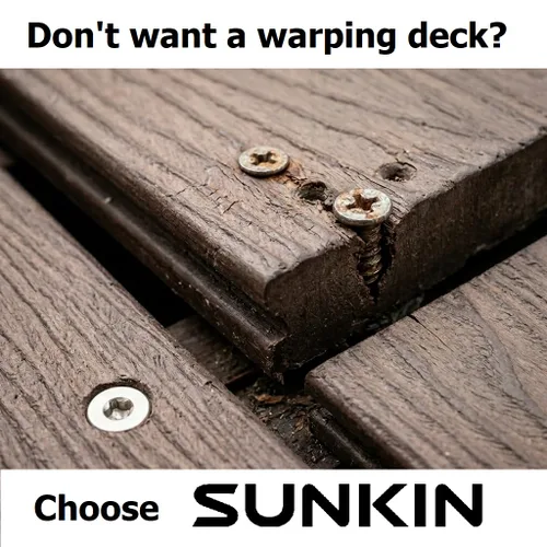 Vista 2 de SUNKIN 72 tornillos de cubierta, tornillos de madera exteriores, hilos de tablones antideformación, #10 x 3, broca magnética T25 incluida