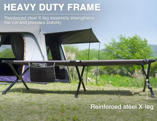 Vista 4 de EVER ADVANCED Catre de Campamento Extra Ancho para Adultos, Catres de Dormir de Tamaño Extragrande XXL, Cama Plegable con Bolsa de Transporte, 84.3