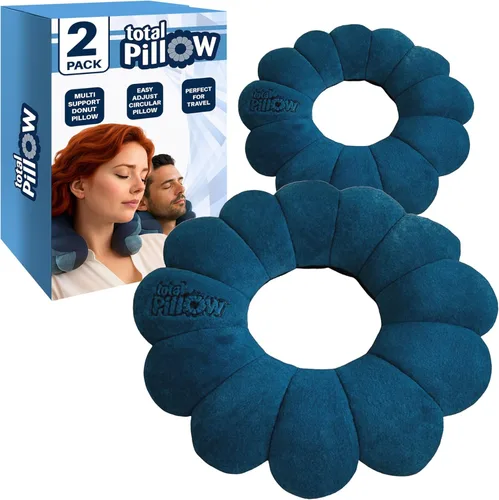 Vista 9 de Total Pillow Almohada de viaje y avión – Almohada de cuello de microcuentas – Almohada cómoda para cuello, cabeza, espalda y soporte lumbar – Cojín