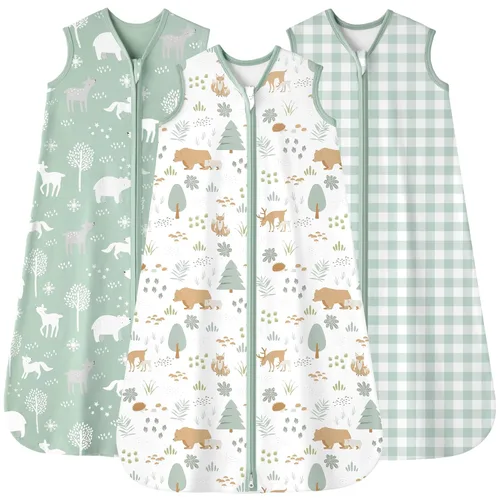 Vista 14 de Saco de dormir para bebé de 0 a 6 meses, saco de dormir 100% algodón para recién nacido y bebé, paquete de 3 mantas para bebé, 0.5 tog ligero
