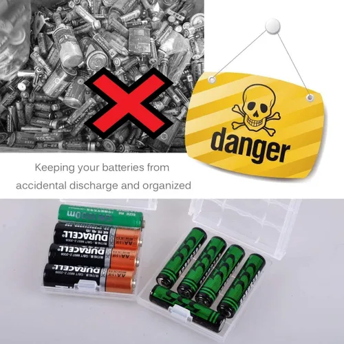 Vista 4 de Estuche para batería AA/AAA, contenedor compacto y portátil, organizador de plástico aislante, estuche protector de batería transparente