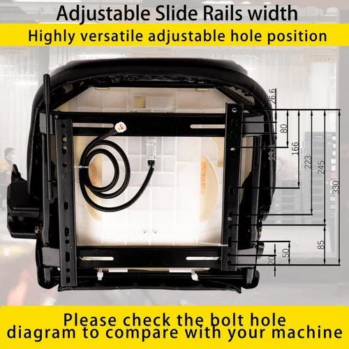 Vista 5 de Asiento universal para carretilla elevadora con interruptor, cinturón de seguridad retráctil para Toyota Aftermarket, tractor, cargador deslizante