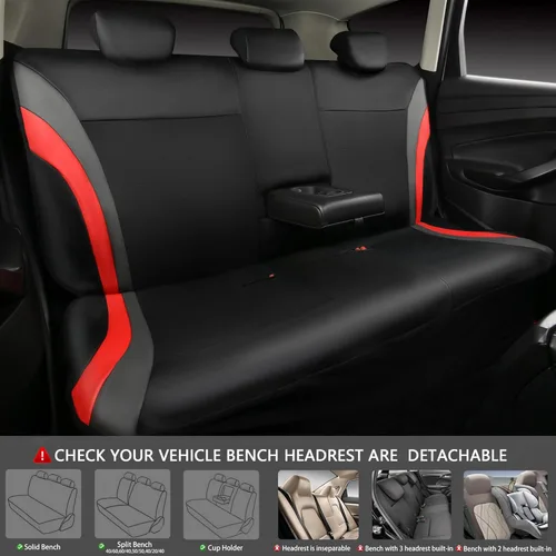 Vista 6 de CAR PASS Fundas de Asiento de Coche de Cuero Set Completo, Fundas de Asiento Automotriz Impermeables para Coches SUV Sedán Camiones, Compatibles