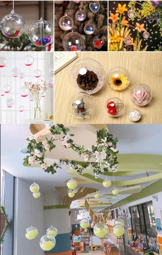 Vista 7 de Bola de adornos rellenables de plástico transparente, adornos de bricolaje para Navidad, boda, fiesta, decoración del hogar