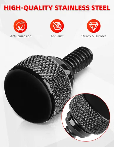Vista 3 de Amazicha Tornillo de asiento negro de acero inoxidable de instalación rápida de 1/4 "-20 compatible con Harley Touring Softail Sportster Dyna Street