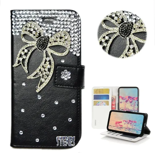 Vista 33 de STENES Bling Wallet - Funda para teléfono compatible con Samsung Galaxy Z Fold 3 5G, elegante, hecha a mano, 3D, hecha a mano, ballet, pintalabios