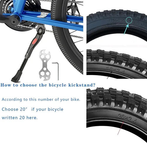 Vista 7 de VECKUSON Pata de cabra para bicicleta de niños, patas de cabra de montaje central para bicicletas de 16, 18, 20, 22 pulgadas, patas de cabra