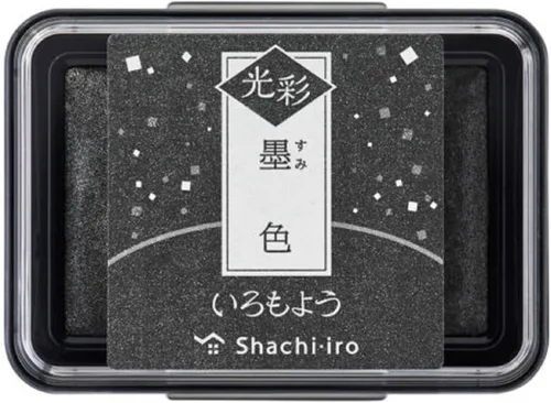 Shachihata Almohadilla de tinta a base de aceite Iromoyo Kosai Glow Stamp Pad Sumi-IRO (negro) Tinta japonesa tradicional de color Japón Importación